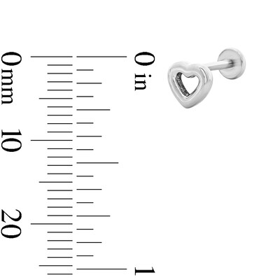 Solid Titanium Open Heart Cartilage Stud - 18G 5/16"