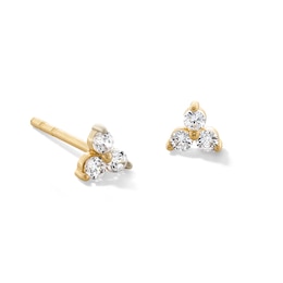 10K Solid Gold CZ Trio Studs