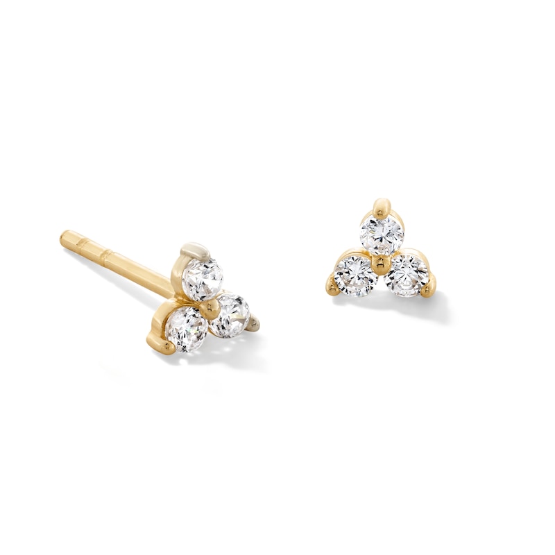 10K Solid Gold CZ Trio Studs