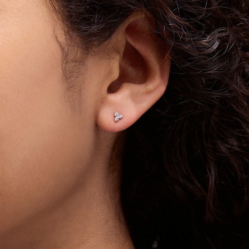 Main Image 2 of 10K Solid Gold CZ Trio Studs