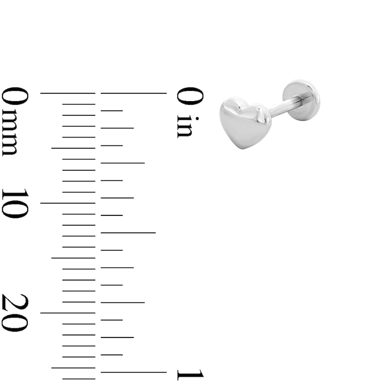 Main Image 2 of Solid Titanium Puffed Heart Cartilage Earring - 18G 5/16"
