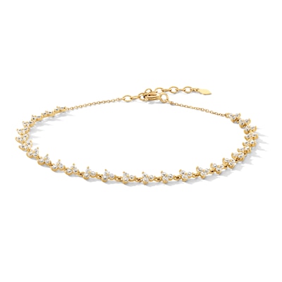10K Solid Gold CZ Trios Bracelet - 7.75”