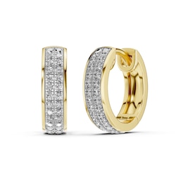 10K Gold 1/4 CT. T.W. Lab-Grown Diamond Double Row Huggie Hoops