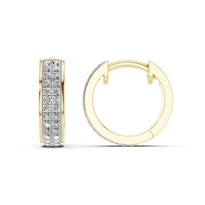 10K Gold 1/4 CT. T.W. Lab-Grown Diamond Double Row Huggie Hoops