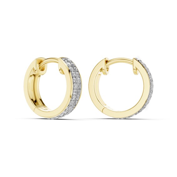 10K Gold 1/4 CT. T.W. Lab-Grown Diamond Double Row Huggie Hoops