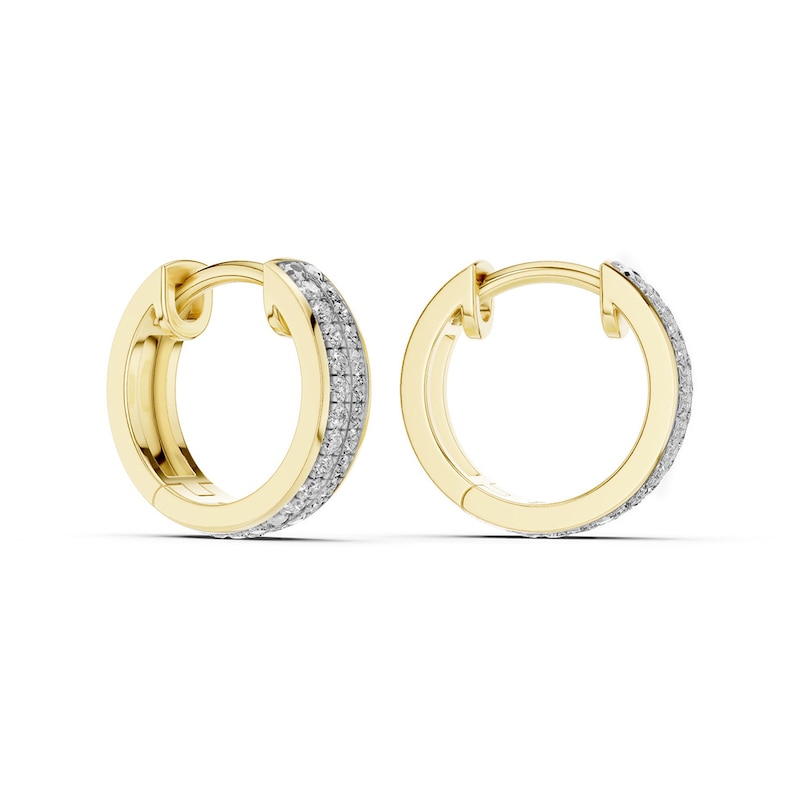 Main Image 3 of 10K Gold 1/4 CT. T.W. Lab-Grown Diamond Double Row Huggie Hoops
