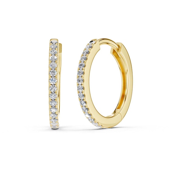 10K Gold 1/8 CT. T.W. Lab-Grown Diamond Single Row Huggie Hoops