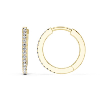 10K Gold 1/8 CT. T.W. Lab-Grown Diamond Single Row Huggie Hoops