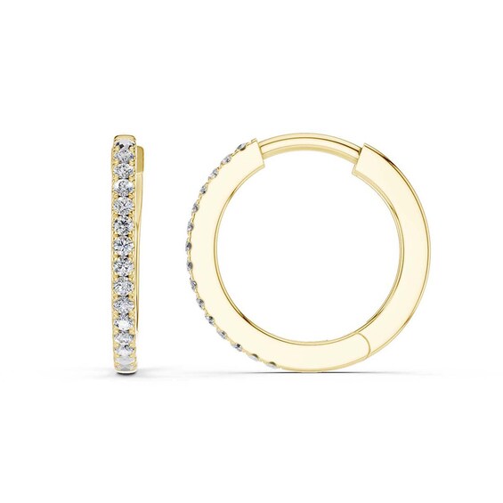 10K Gold 1/8 CT. T.W. Lab-Grown Diamond Single Row Huggie Hoops