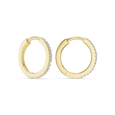 10K Gold 1/8 CT. T.W. Lab-Grown Diamond Single Row Huggie Hoops