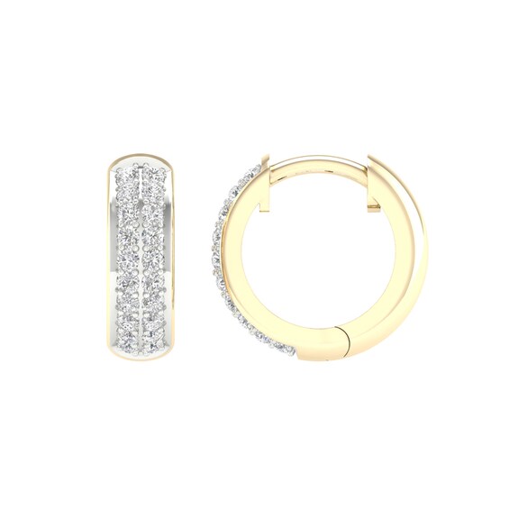 10K Gold 1/3 CT. T.W. Lab-Grown Diamond Double Row Huggie Hoops