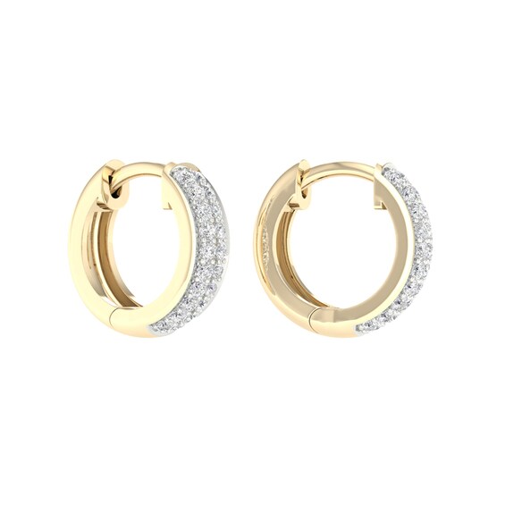 10K Gold 1/3 CT. T.W. Lab-Grown Diamond Double Row Huggie Hoops