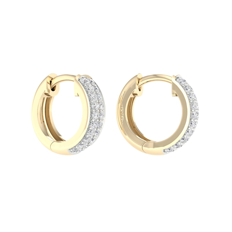 Main Image 3 of 10K Gold 1/3 CT. T.W. Lab-Grown Diamond Double Row Huggie Hoops