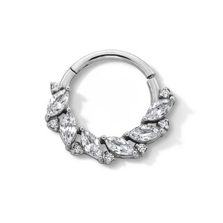 Stainless Steel CZ Marquise and Round Hoop - 16" 3/8"