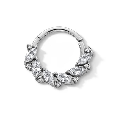 Stainless Steel CZ Marquise and Round Hoop - 16" 3/8"