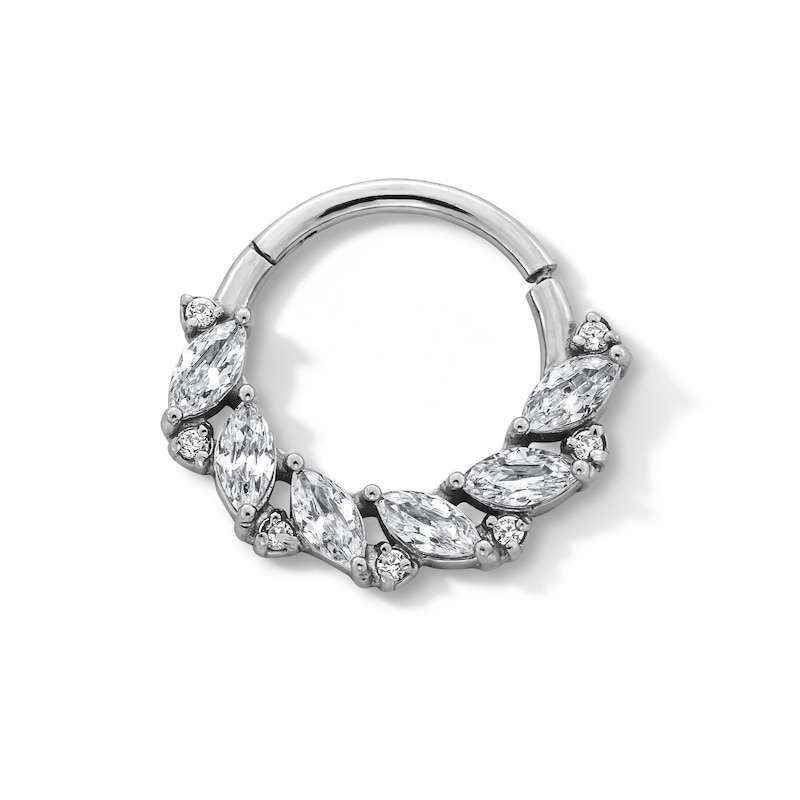 Stainless Steel CZ Marquise and Round Hoop - 16" 3/8"