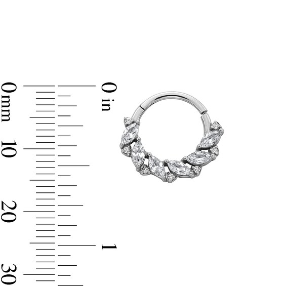 Stainless Steel CZ Marquise and Round Hoop - 16" 3/8"