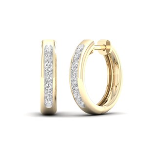 10K Gold 1/4 CT. T.W. Lab-Grown Diamond Single Row Huggie Hoops