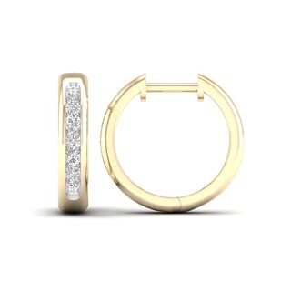10K Gold 1/4 CT. T.W. Lab-Grown Diamond Single Row Huggie Hoops