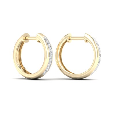 10K Gold 1/4 CT. T.W. Lab-Grown Diamond Single Row Huggie Hoops
