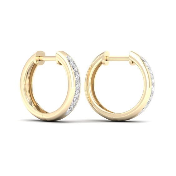 10K Gold 1/4 CT. T.W. Lab-Grown Diamond Single Row Huggie Hoops