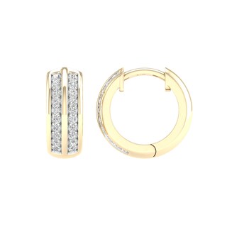 10K Gold 1/4 CT. T.W. Lab-Grown Diamond Double Row Huggie Hoops