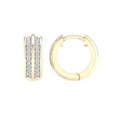 10K Gold 1/4 CT. T.W. Lab-Grown Diamond Double Row Huggie Hoops