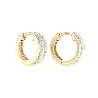 10K Gold 1/4 CT. T.W. Lab-Grown Diamond Double Row Huggie Hoops