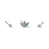 Thumbnail Image 1 of Stainless Steel CZ Lotus Flower and Studs Nose Set - 20G