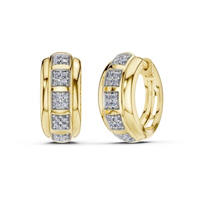 10K Gold 1/5 CT. T.W. Lab-Grown Diamond Stacked Huggie Hoops
