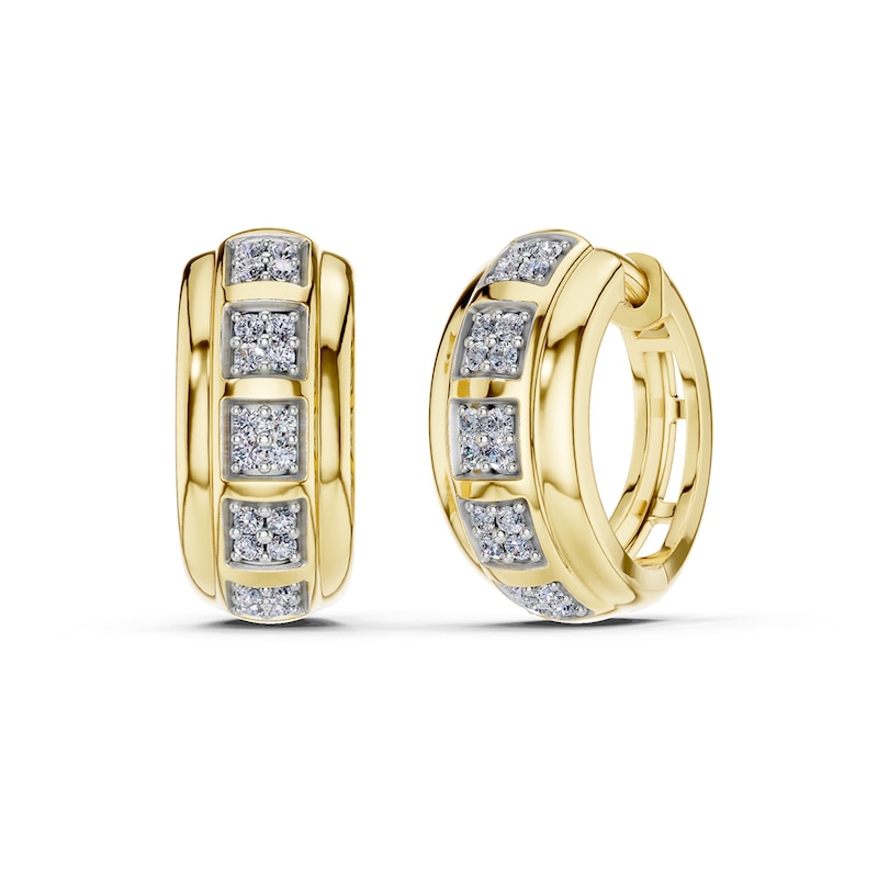 10K Gold 1/5 CT. T.W. Lab-Grown Diamond Stacked Huggie Hoops