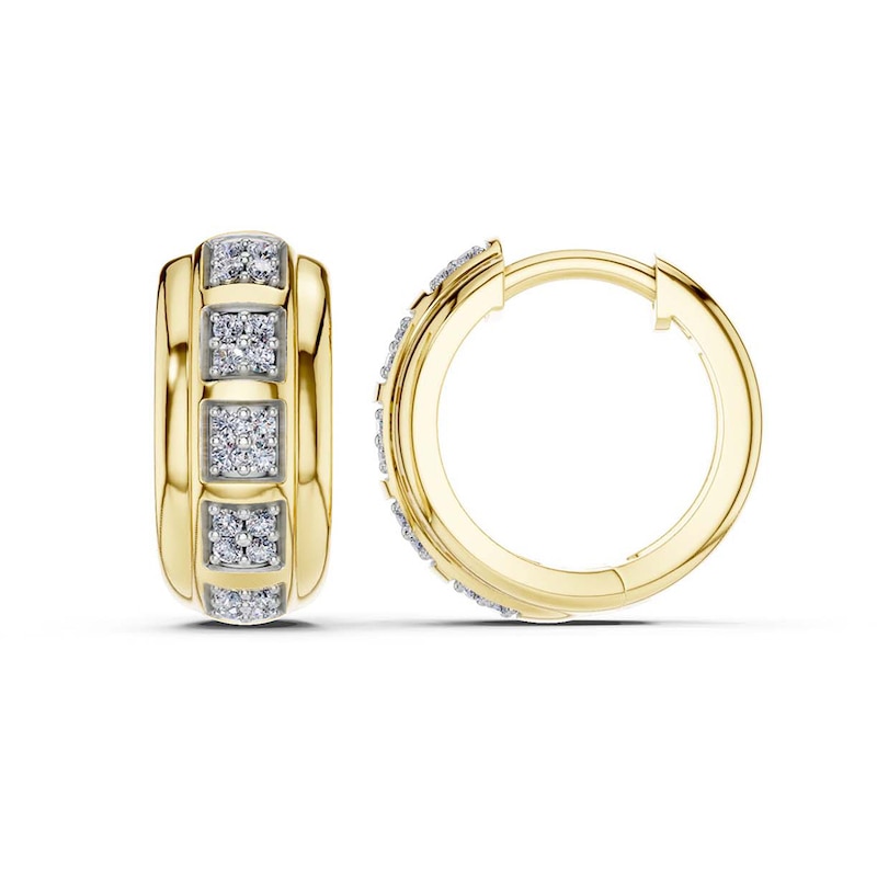Main Image 2 of 10K Gold 1/5 CT. T.W. Lab-Grown Diamond Stacked Huggie Hoops