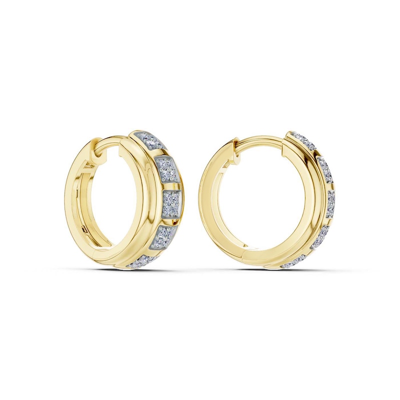 Main Image 3 of 10K Gold 1/5 CT. T.W. Lab-Grown Diamond Stacked Huggie Hoops