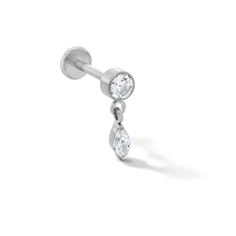 Solid Titanium CZ Round and Marquise Dangle Cartilage Stud - 18G 5/16”