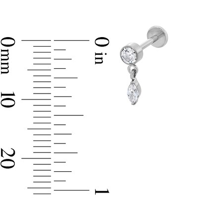 Solid Titanium CZ Dangle Cartilage Stud - 18G 5/16”
