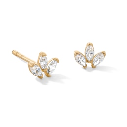 10K Solid Gold Marquise CZ Trio Studs