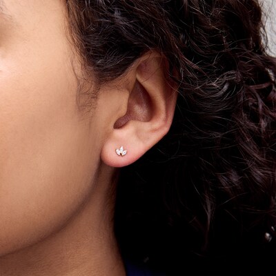 10K Solid Gold Marquise CZ Trio Studs