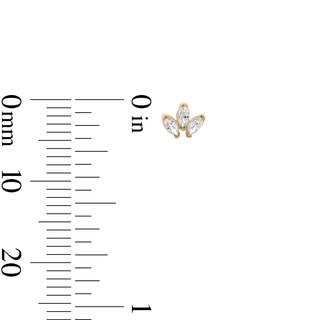 10K Solid Gold Marquise CZ Trio Studs