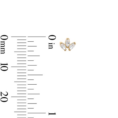10K Solid Gold Marquise CZ Trio Studs