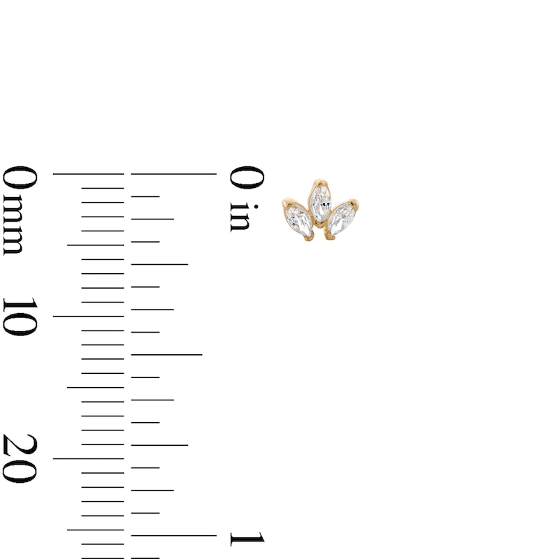 Main Image 3 of 10K Solid Gold Marquise CZ Trio Studs