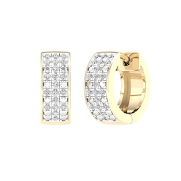 10K Gold 1/5 CT. T.W. Lab-Grown Diamond Three Row Huggie Hoops