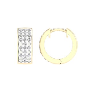 10K Gold 1/5 CT. T.W. Lab-Grown Diamond Three Row Huggie Hoops