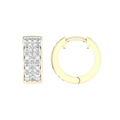 10K Gold 1/5 CT. T.W. Lab-Grown Diamond Three Row Huggie Hoops
