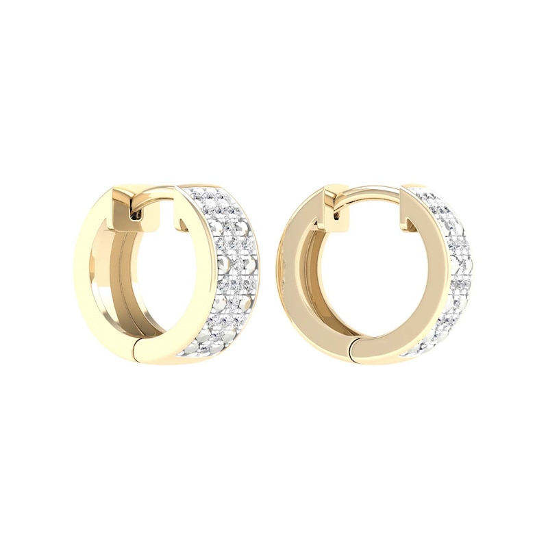 Main Image 3 of 10K Gold 1/5 CT. T.W. Lab-Grown Diamond Three Row Huggie Hoops