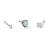 Thumbnail Image 1 of Solid Stainless Steel Multi-Color Heart CZ and White CZ Nose Stud - 20G