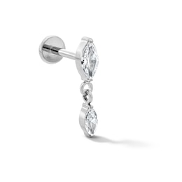 Solid Titanium CZ Dangle Cartilage Stud - 18G 5/16”