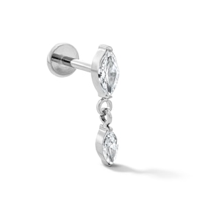 Solid Titanium CZ Dangle Cartilage Stud - 18G 5/16”