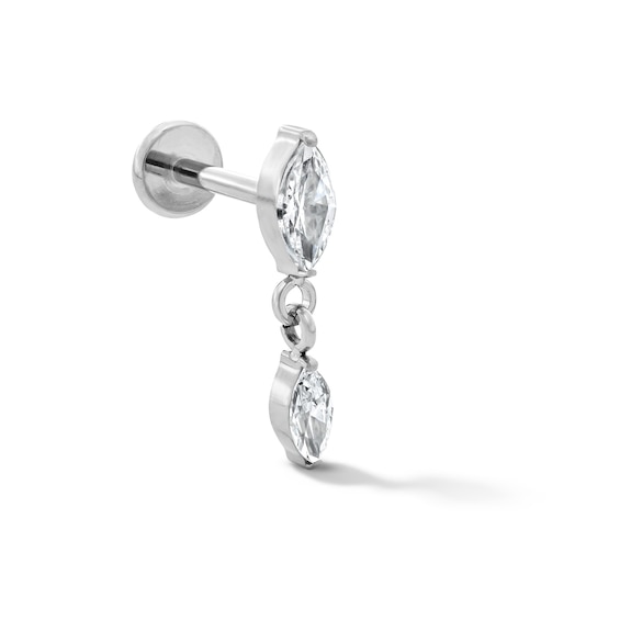 Solid Titanium CZ Dangle Cartilage Stud - 18G 5/16”