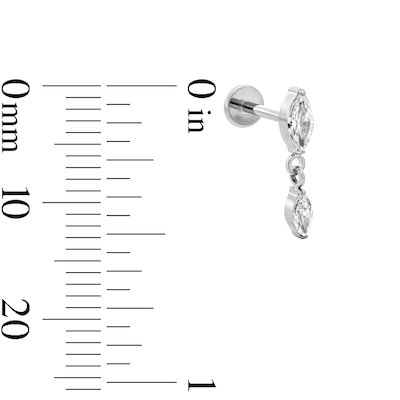 Solid Titanium CZ Dangle Cartilage Stud - 18G 5/16”