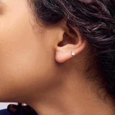 10K Gold CZ Cluster Bezel Flat Back Studs